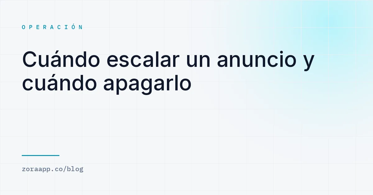 Cuándo escalar un anuncio y cuándo apagarlo