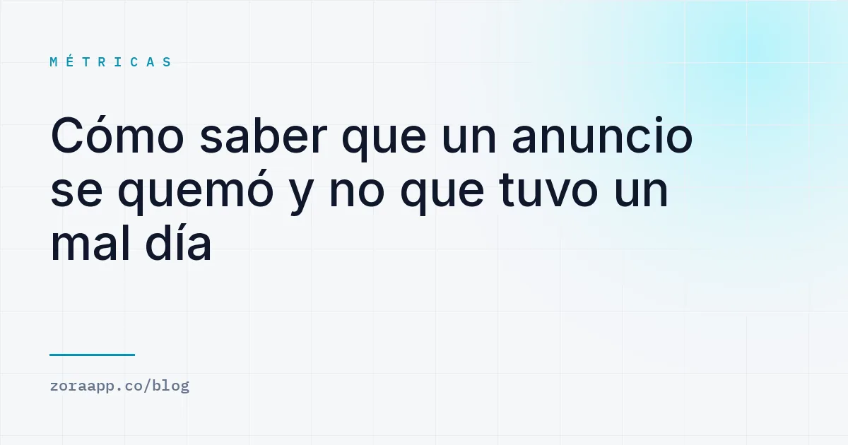 Cómo saber que un anuncio se quemó y no que tuvo un mal día